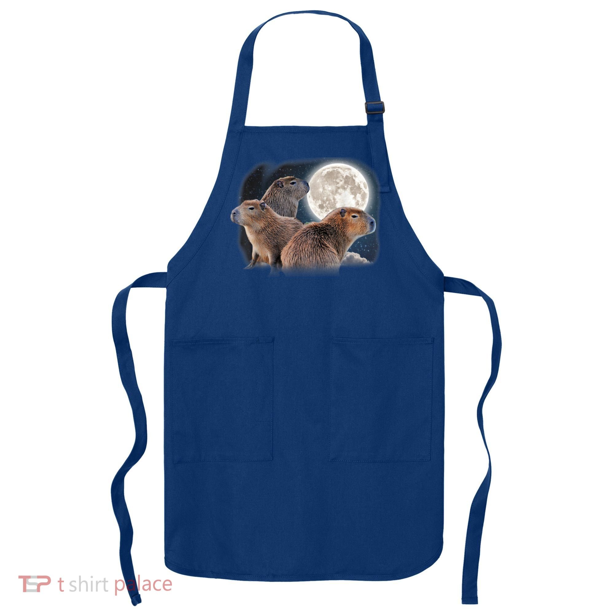 Three Capybaras And Moon Funny Capybara Humor Parody Apron