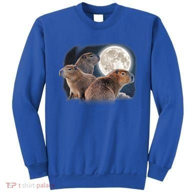 Three Capybaras And Moon Funny Capybara Humor Parody Sweatshirt
