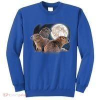 Three Capybaras And Moon Funny Capybara Humor Parody Sweatshirt thumb 0