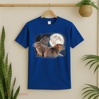 Three Capybaras And Moon Funny Capybara Humor Parody T-Shirt thumb 2