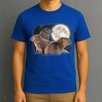 Three Capybaras And Moon Funny Capybara Humor Parody T-Shirt thumb 3