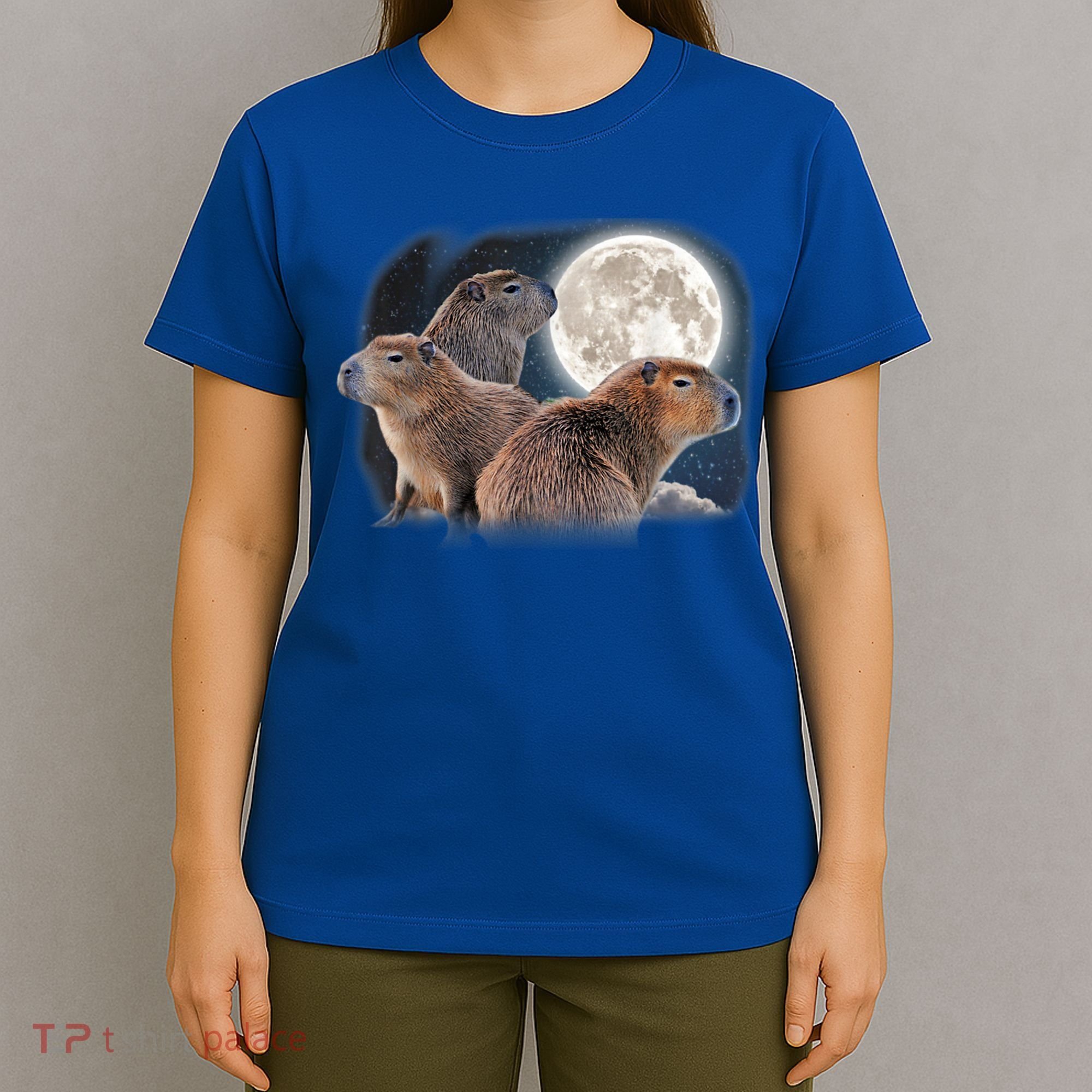 Three Capybaras And Moon Funny Capybara Humor Parody T-Shirt