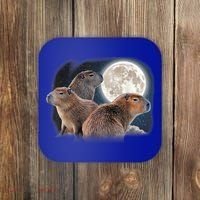 Three Capybaras And Moon Funny Capybara Humor Parody Coaster thumb 0