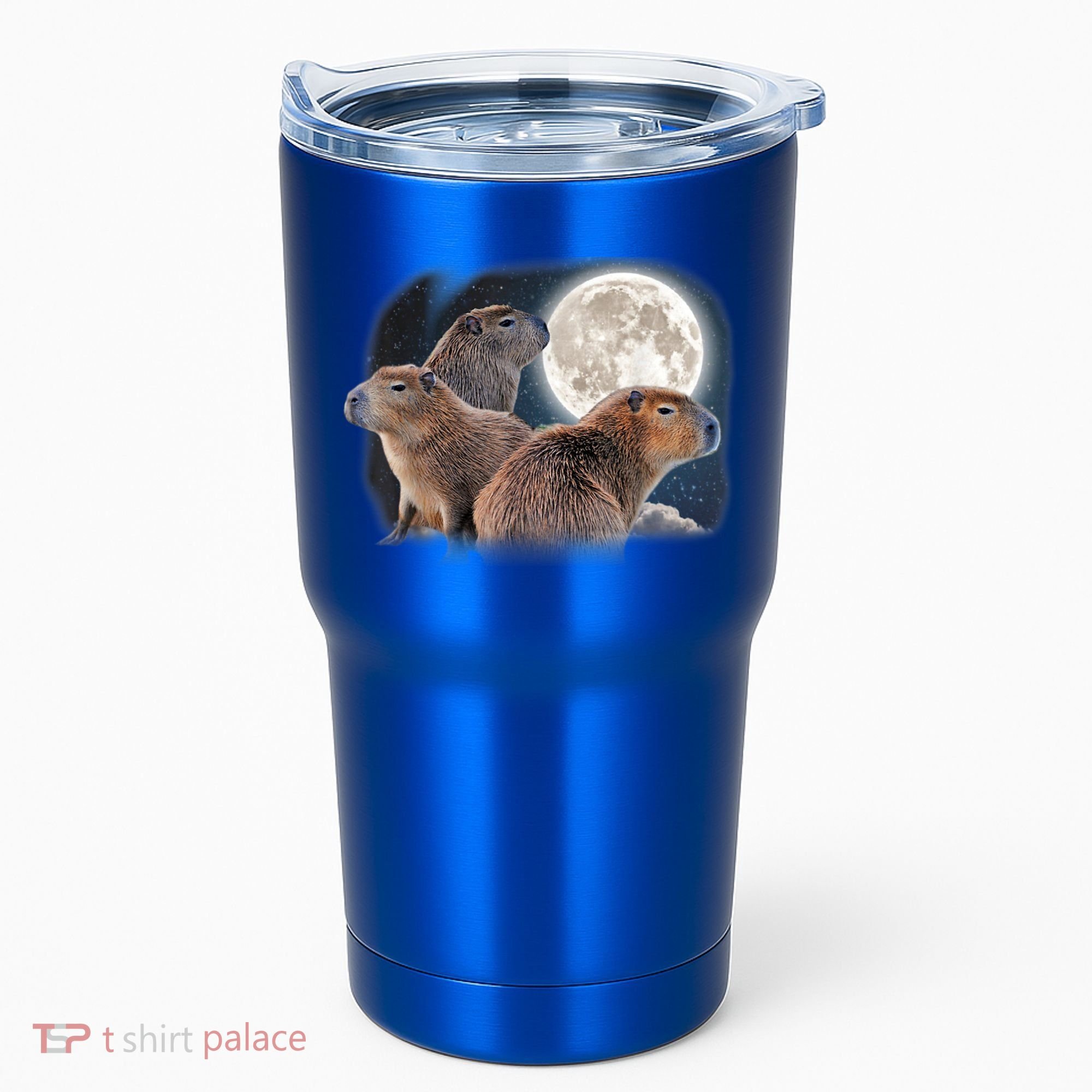Three Capybaras And Moon Funny Capybara Humor Parody Tumbler