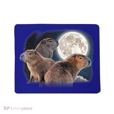 Three Capybaras And Moon Funny Capybara Humor Parody Mousepad