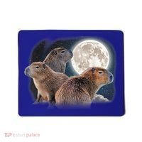 Three Capybaras And Moon Funny Capybara Humor Parody Mousepad thumb 0