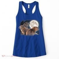 Three Capybaras And Moon Funny Capybara Humor Parody Women's Tank Top thumb 0