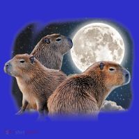 Three Capybaras And Moon Funny Capybara Humor Parody Baby Bodysuit thumb 2
