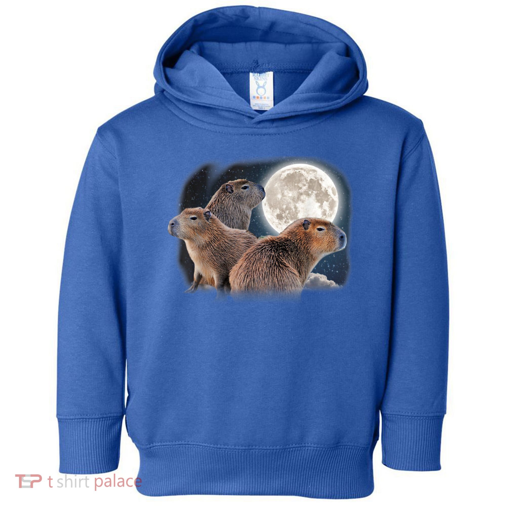 Three Capybaras And Moon Funny Capybara Humor Parody Toddler Hoodie