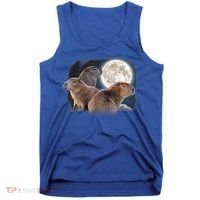 Three Capybaras And Moon Funny Capybara Humor Parody Tank Top thumb 0