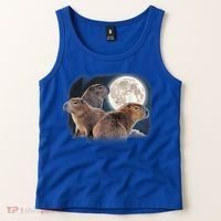 Three Capybaras And Moon Funny Capybara Humor Parody Tank Top thumb 2