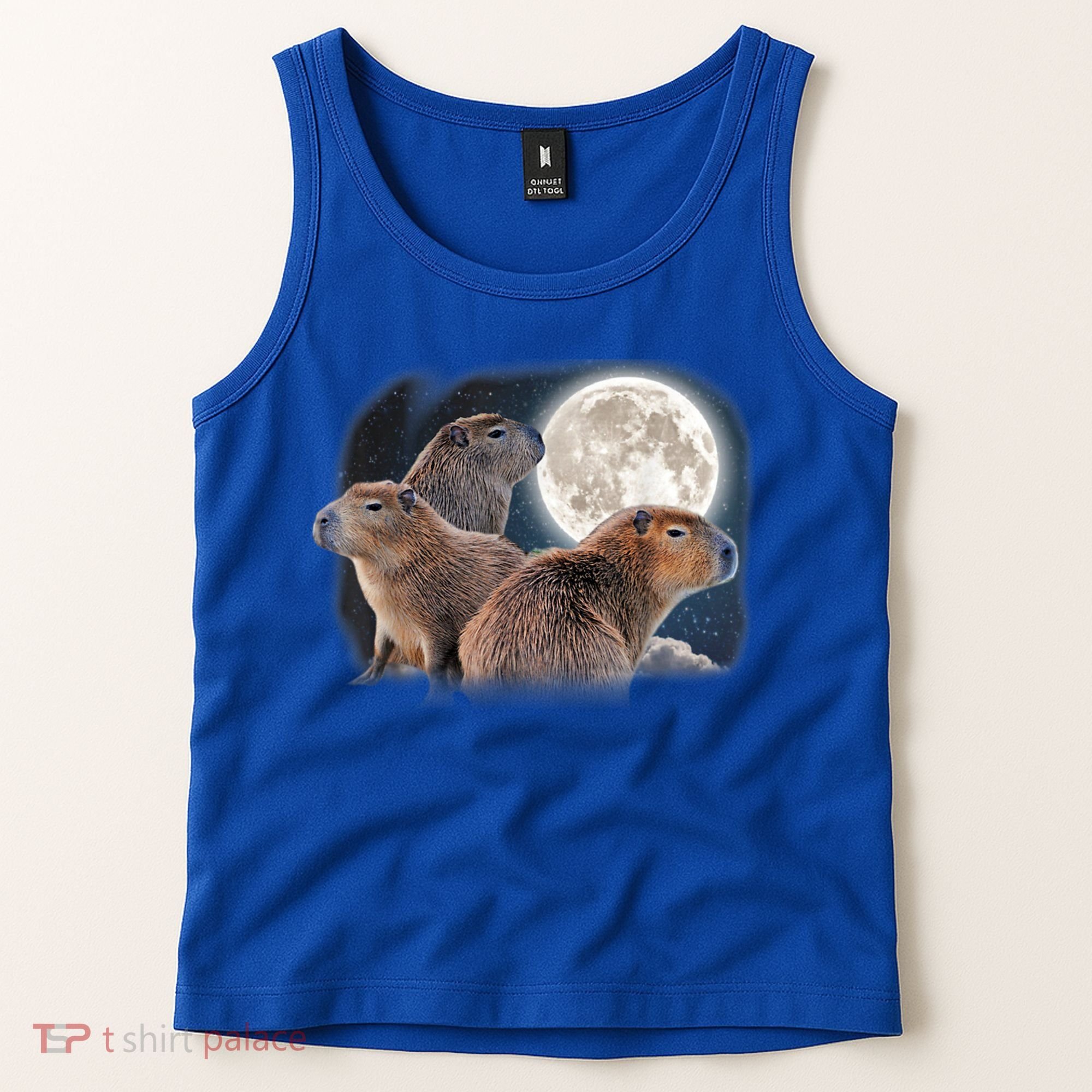 Three Capybaras And Moon Funny Capybara Humor Parody Tank Top