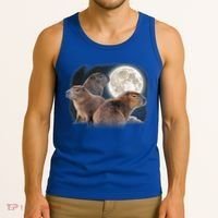Three Capybaras And Moon Funny Capybara Humor Parody Tank Top thumb 3