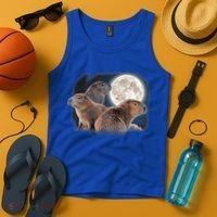 Three Capybaras And Moon Funny Capybara Humor Parody Tank Top thumb 4