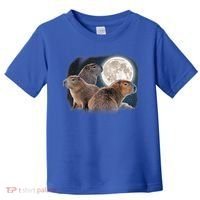Three Capybaras And Moon Funny Capybara Humor Parody Toddler T-Shirt thumb 0