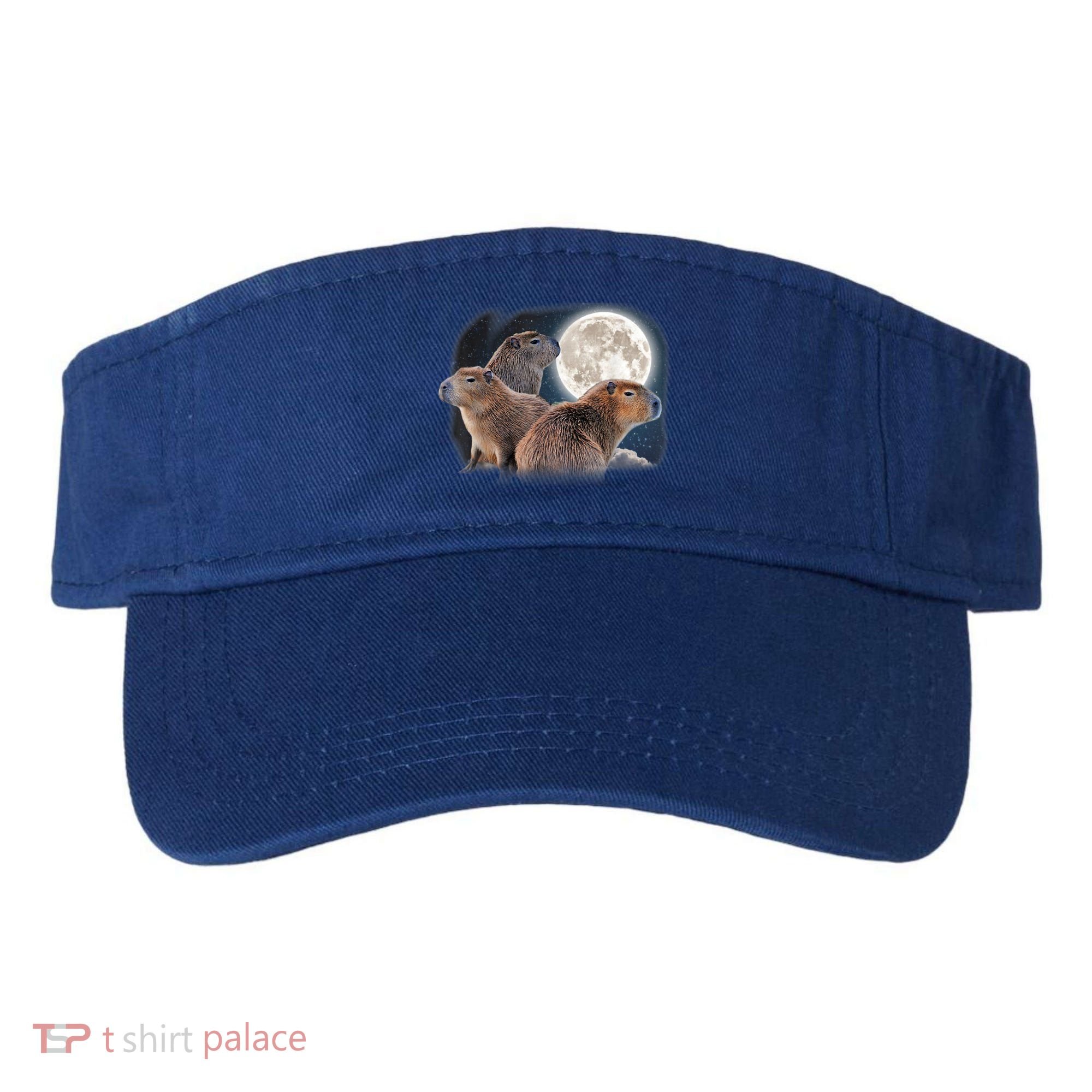 Three Capybaras And Moon Funny Capybara Humor Parody Visor