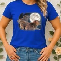 Three Capybaras And Moon Funny Capybara Humor Parody Women's T-Shirt thumb 2