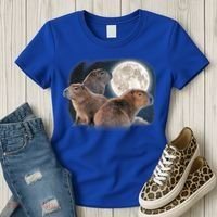 Three Capybaras And Moon Funny Capybara Humor Parody Women's T-Shirt thumb 3