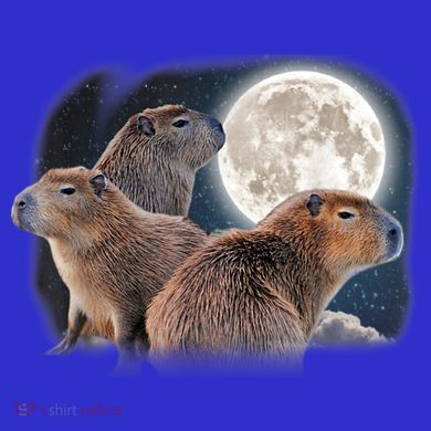 Three Capybaras And Moon Funny Capybara Humor Parody Kids Sweatshirt