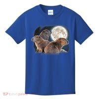 Three Capybaras And Moon Funny Capybara Humor Parody Kids T-Shirt thumb 0