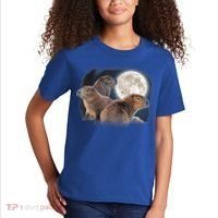 Three Capybaras And Moon Funny Capybara Humor Parody Kids T-Shirt thumb 2