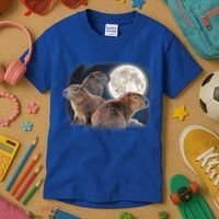 Three Capybaras And Moon Funny Capybara Humor Parody Kids T-Shirt thumb 3