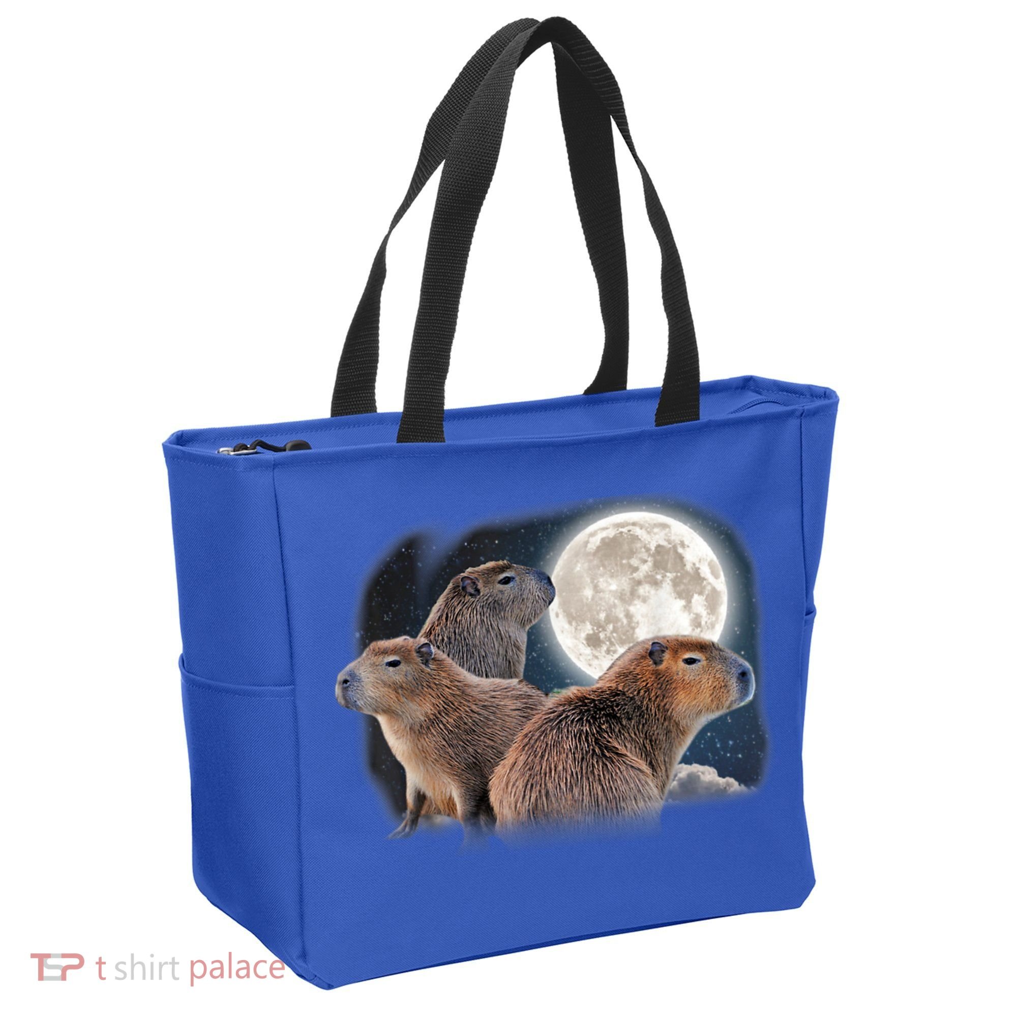 Three Capybaras And Moon Funny Capybara Humor Parody Tote Bag