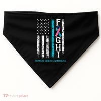 Thyroid Cancer Awareness Blue Pink Teal Ribbon Fight Flag USA-Made Doggie Bandana thumb 0