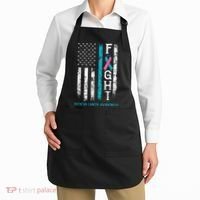Thyroid Cancer Awareness Blue Pink Teal Ribbon Fight Flag Apron thumb 2
