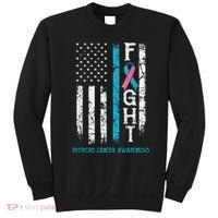 Thyroid Cancer Awareness Blue Pink Teal Ribbon Fight Flag Sweatshirt thumb 0