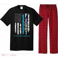 Thyroid Cancer Awareness Blue Pink Teal Ribbon Fight Flag Pajama Set thumb 0