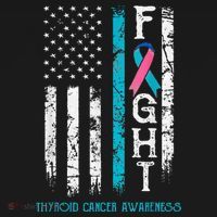 Thyroid Cancer Awareness Blue Pink Teal Ribbon Fight Flag Women's Hoodie thumb 2