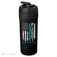 Thyroid Cancer Awareness Blue Pink Teal Ribbon Fight Flag 24oz Duet Stainless Steel Tumbler thumb 3