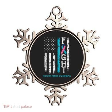 Thyroid Cancer Awareness Blue Pink Teal Ribbon Fight Flag Ornament