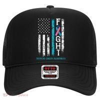Thyroid Cancer Awareness Blue Pink Teal Ribbon Fight Flag Hat thumb 0