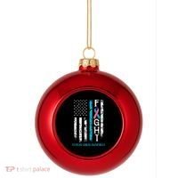 Thyroid Cancer Awareness Blue Pink Teal Ribbon Fight Flag Plastic Christmas Ball Ornament thumb 0