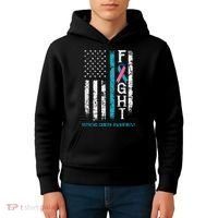 Thyroid Cancer Awareness Blue Pink Teal Ribbon Fight Flag Kids Hoodie thumb 4