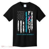 Thyroid Cancer Awareness Blue Pink Teal Ribbon Fight Flag Kids T-Shirt thumb 0