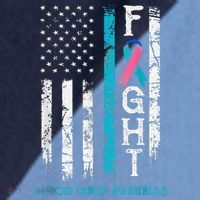 Thyroid Cancer Awareness Blue Pink Teal Ribbon Fight Flag Raglan Baseball Sleeve Shirt thumb 2