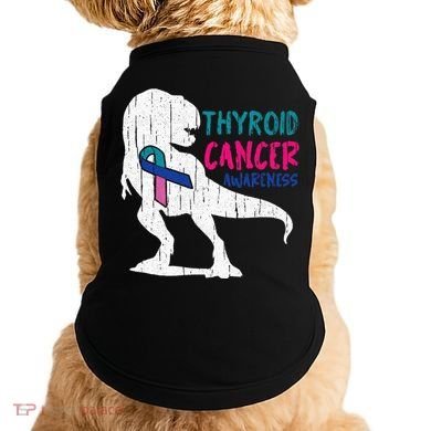 Thyroid Cancer Awareness Cool TRex Warrior Survivor Fighter Doggie Tank