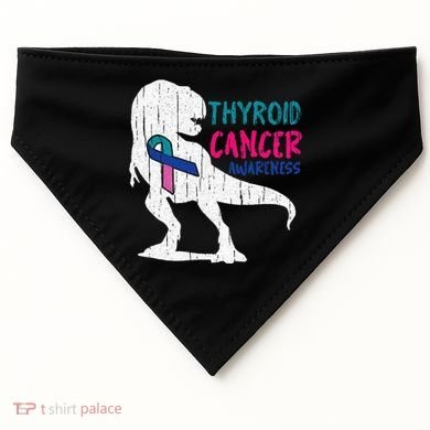 Thyroid Cancer Awareness Cool TRex Warrior Survivor Fighter USA-Made Doggie Bandana