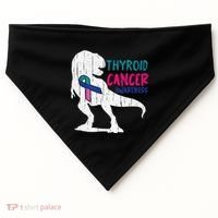 Thyroid Cancer Awareness Cool TRex Warrior Survivor Fighter USA-Made Doggie Bandana thumb 0