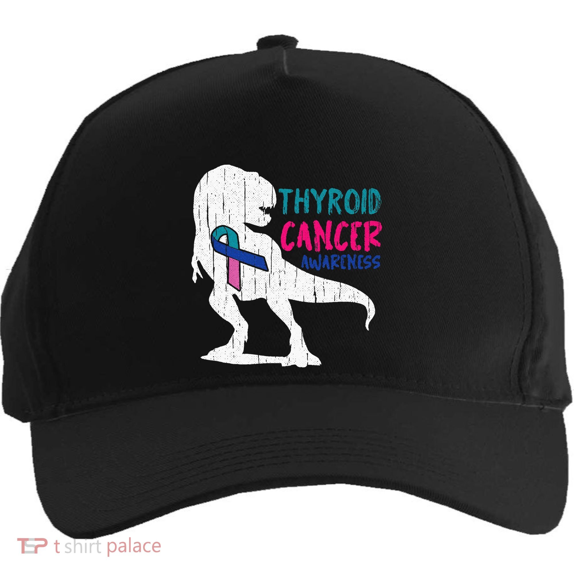 Thyroid Cancer Awareness Cool TRex Warrior Survivor Fighter Five-Panel Snapback Cap