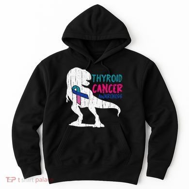 Thyroid Cancer Awareness Cool TRex Warrior Survivor Fighter Hoodie