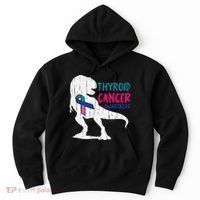 Thyroid Cancer Awareness Cool TRex Warrior Survivor Fighter Hoodie thumb 0