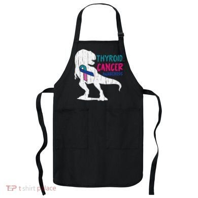 Thyroid Cancer Awareness Cool TRex Warrior Survivor Fighter Apron
