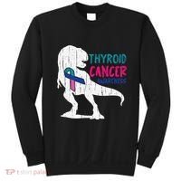 Thyroid Cancer Awareness Cool TRex Warrior Survivor Fighter Sweatshirt thumb 0