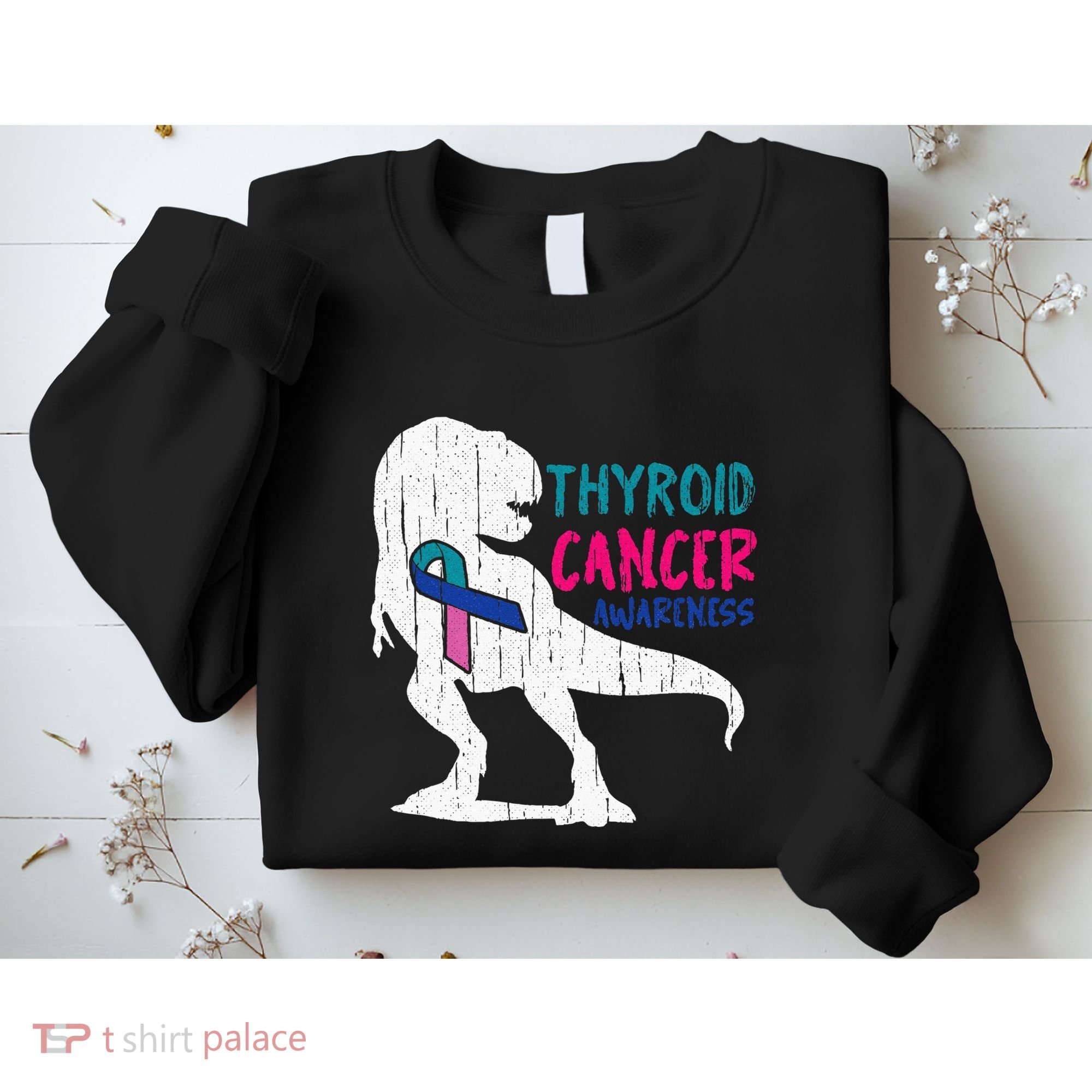 Thyroid Cancer Awareness Cool TRex Warrior Survivor Fighter Sweatshirt