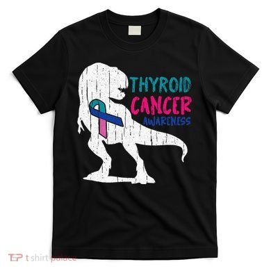 Thyroid Cancer Awareness Cool TRex Warrior Survivor Fighter T-Shirt