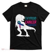 Thyroid Cancer Awareness Cool TRex Warrior Survivor Fighter T-Shirt thumb 0